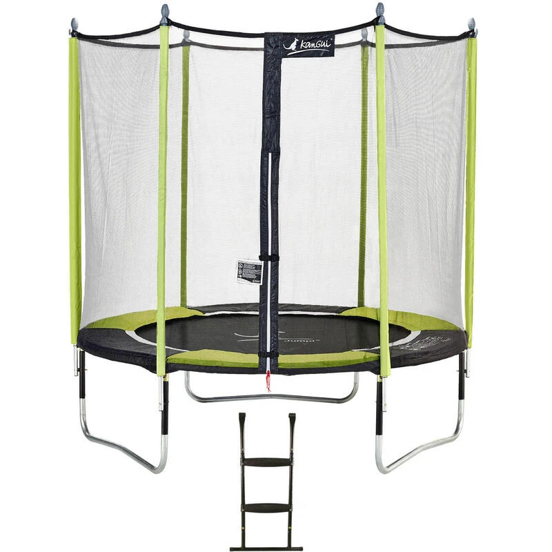 Trampoline De Jardin 244 Cm + Filet De Sécurité + échelle JUMPI Vert/Noir 250 3 Trampoline De Jardin 244 Cm + Filet De Sécurité + échelle JUMPI Vert/Noir 250