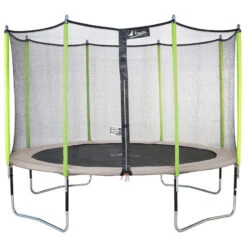 Trampoline De Jardin 426 Cm + Filet De Sécurité JUMPI Taupe/Vert 430
