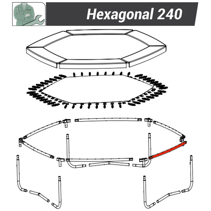 TRAMPOLINE HEXAGONAL 240 / OCTOGONAL 300 - CADRE 5 TRAMPOLINE HEXAGONAL 240 / OCTOGONAL 300 - CADRE – Image 3