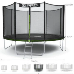Trampoline Rond Zipro Jump Pro 12FT 374cm Avec Filet De Protection Extérieur -Trampoline Rabais Boutique trampoline rond zipro jump pro 12ft 374cm avec filet de protection exterieur 2